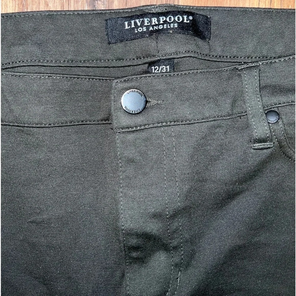 #0226 Liverpool Skinny Pants Olive Green Knit Stretch 12/31 - Picture 2 of 5